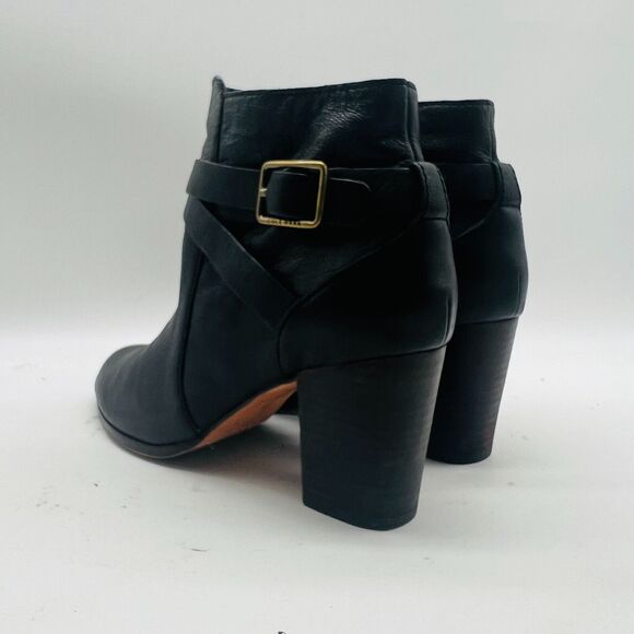 Cole Haan Boots Womens 6 Black Leather Ankle Side Zipper Heels Casual Shoes - Picture 4 of 9
